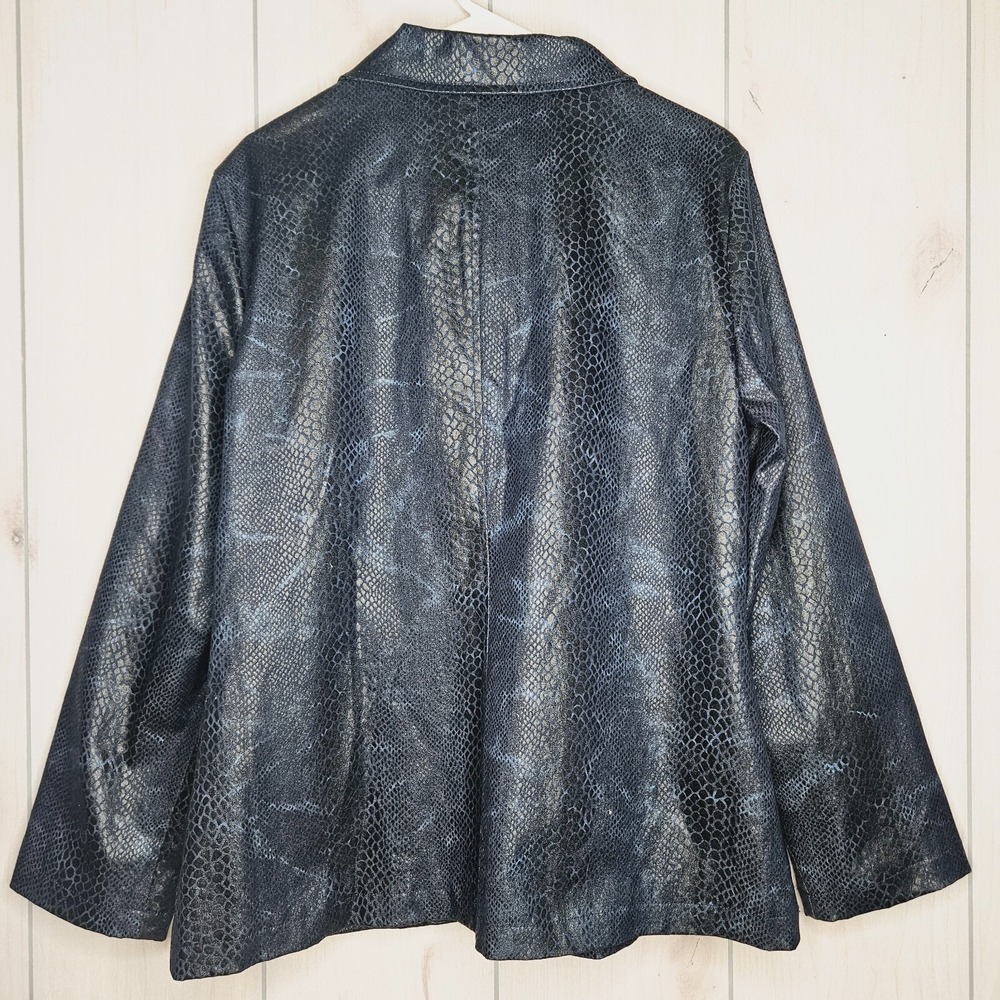 Ameri Mode Women's Blue Faux Snakeskin Jacket Lar… - image 4